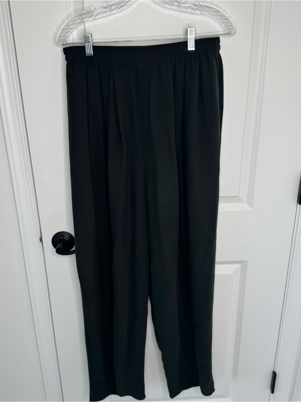Eileen Fisher dark green silk Elastic Waist straight leg Pants large